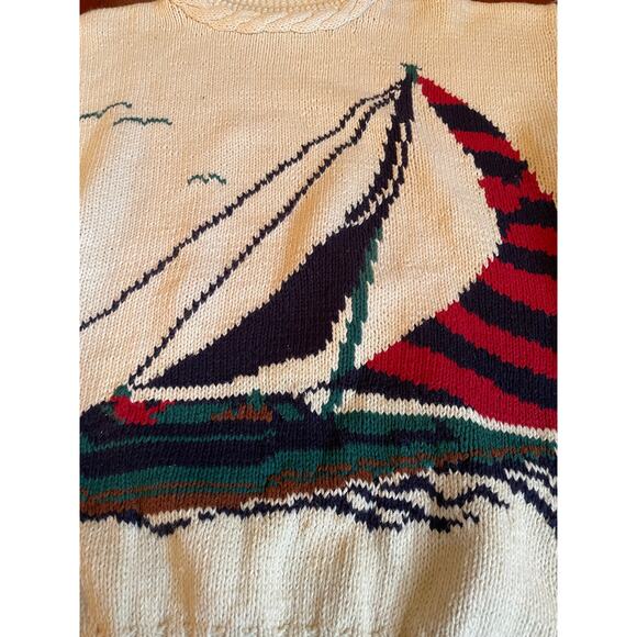Vintage Capri Isle Knits Sailboat Sweater Ramie Cotton Nautical Medium - Picture 5 of 9